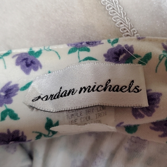 VINTAGE 80s Jordan Michaels Calico Ditsy Floral Short Sleeve Stretchy Midi Dress - Picture 14 of 15